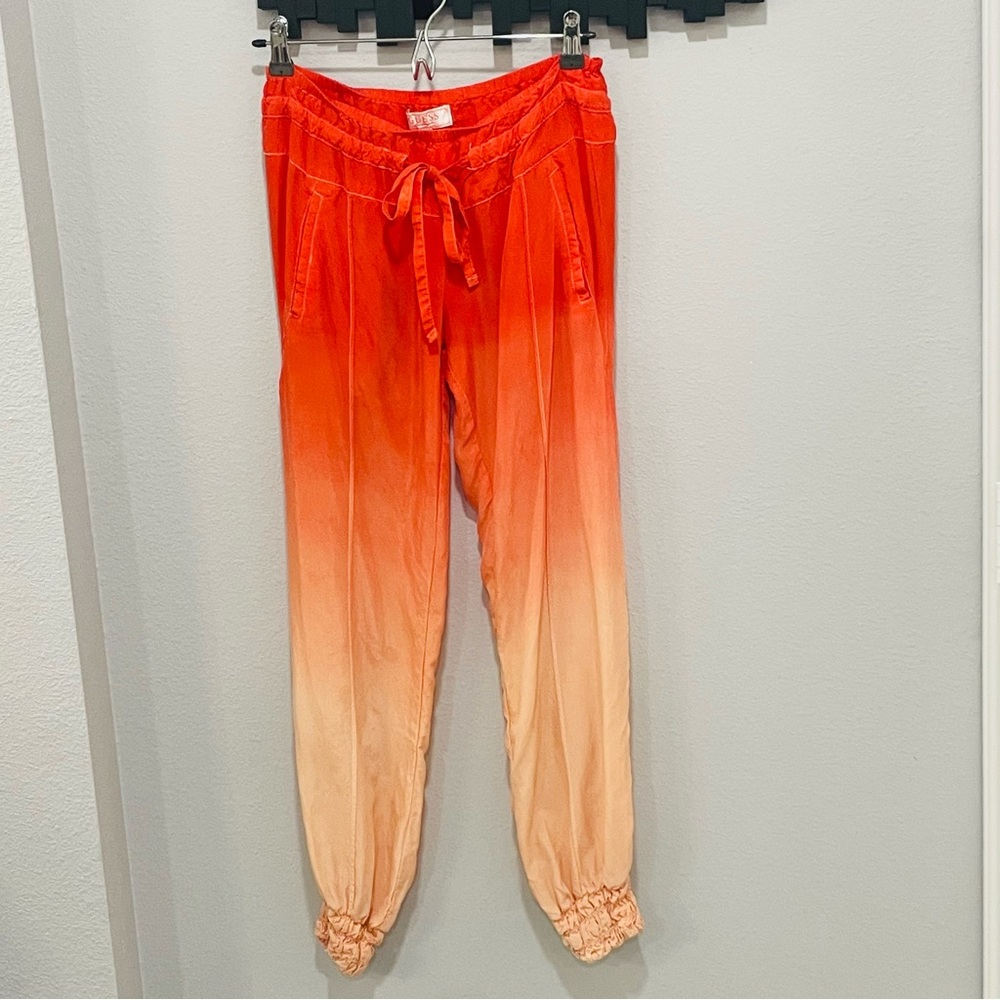 Guess Ombre Jogger Sweatpants Orange and Cream Womens Size S